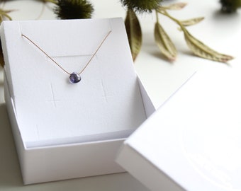 MY LITTLE IOLIT | Silk necklace | beige | Iolith Briolette | 14k gold filled elements | lavender | purple | blue | customizable