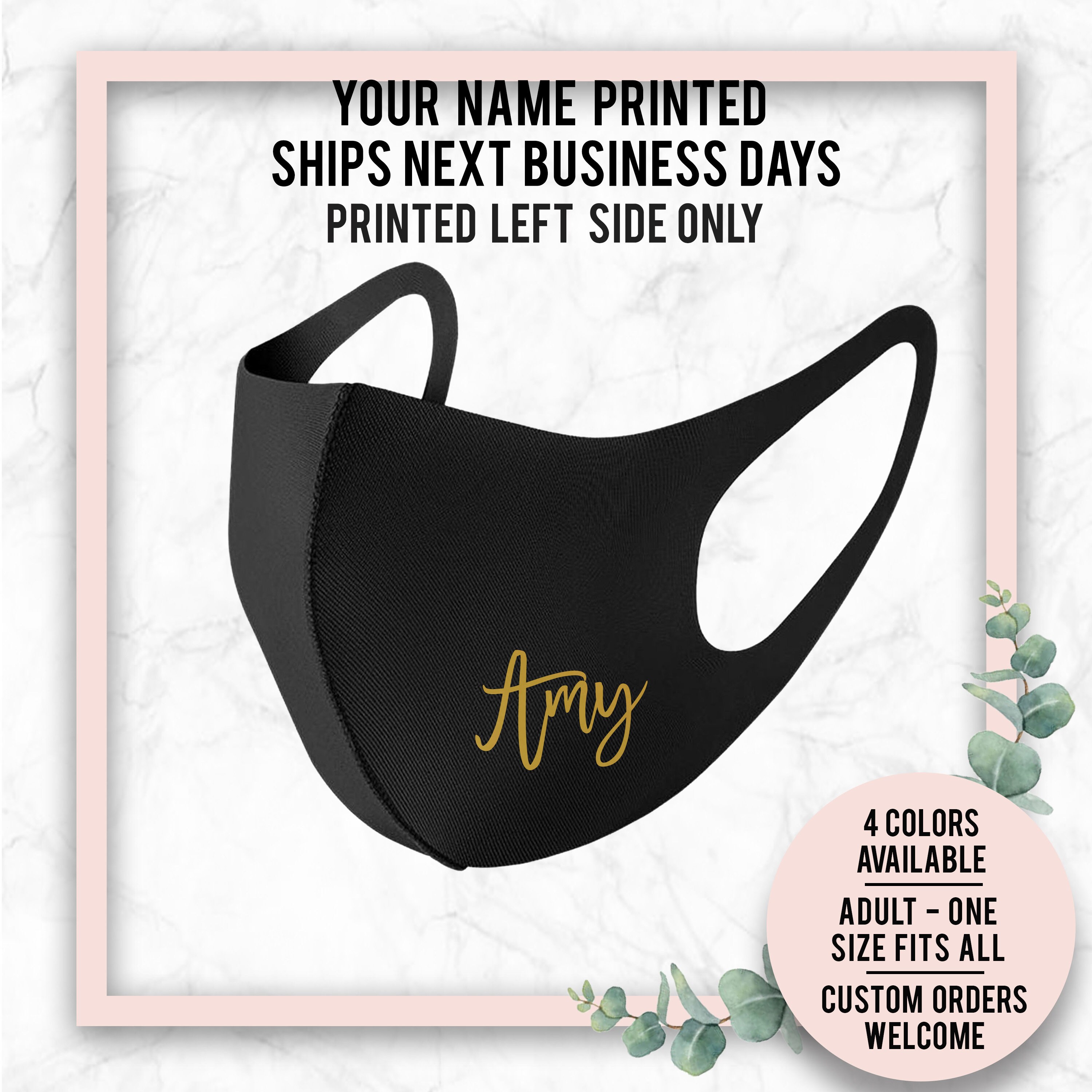 Your Name or Initial Printer Face Masks Unisex Reusable Customized Fa…