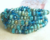 20 Bohemian GlassRondelle Color Mix Deep Sea 5 x 3 mm Donuts originial czech beads Minirondelle Beaded Beaded Bracelet Boho Hippie
