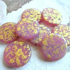 Perline a 2 ruote, 21 mm, vintage, rosa opaco, trasparenti, finitura Gold Rain, esclusive perle di vetro di Boemia, perle ceche originali