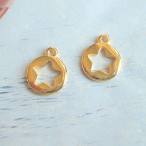 2 pendants star round 12 x 10 mm gold-colored punched metal pendant charm bracelet Boho Ibiza Festival
