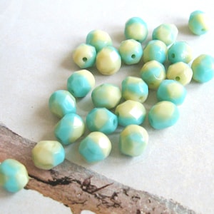 25 Böhmische Glasschliffperlen türkis sand opak 6 mm original czech beads tschechische Glasperlen facettiert mehrfarbig