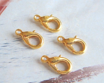 4 fermoirs mousquetons 15 mm fermoirs bijoux dorés mousqueton crochet bracelet fermoir chaîne fermoir