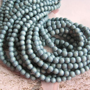 1 streng houten kralen natuurlijk hout grijsgroen 6 mm lichte houten kralen kraal sieraden etnische boho groen grijze kralen armband Mala Mala ketting
