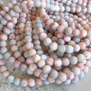 1 strand of jasper 6 mm matt multicolor rose gray natural stone beads boho ethnic pearl bracelet pearl jewelry vintage pink gray sand image 2