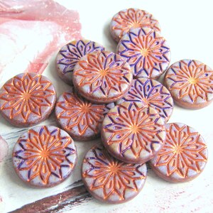 Mandala 2 esclusive perle di vetro ceche 18 mm lilla grigio rame e finitura viola perline ceche originali ornamento etno boho