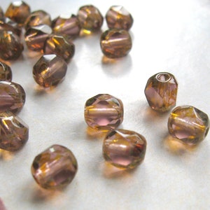 20 Böhmische Glasperlen 3-Cut light mauve Picasso Finish 6 mm original czech beads zartblau facettierte Glasperlen Perlenschmuck