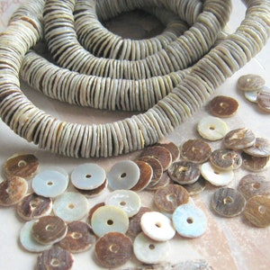 25 Grey Oyster Heishi Beads Discs 8 mm Mother of Pearl Mother-of-Pearl Spacer Spacer Ethno Style Ibiza Hippie Boho Festival