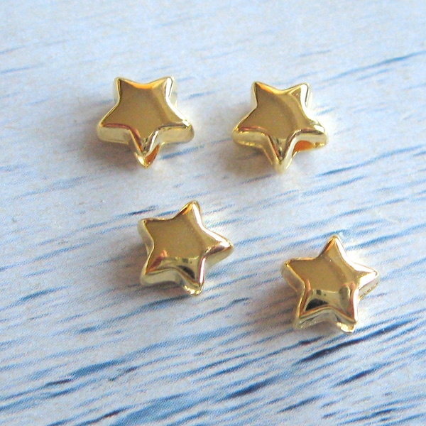 4 petites perles métalliques étoiles dorées 6 mm étoiles étoiles perles décoratives pièces décoratives en métal boho étoiles métalliques or