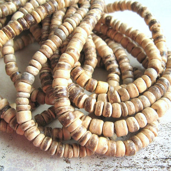 1 Strang Kokosscheiben 6 mm natural brown Kokosperlen Beach Style Boho Ibiza Hippie Ethno natürliche Kokos Discs