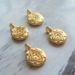 4 cute pendants mandala 10 x 7 mm gold-coloured charms begging jewelry ornament ethno boho mini pendant festival charm bracelet