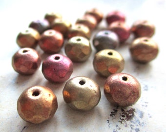 20 rondelles de verre de Bohême à facettes 5 x 7 mm colorées métalliques opaques Raku Optik perles de verre de Bohême originales perles tchèques donuts