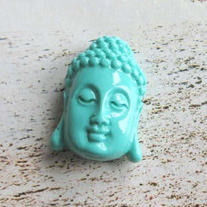 Pendant Pearl Buddha 27 x 18 mm turquoise green acrylic Buddha head center bead Boho Festival Hippie turquoise Ethno Mala Necklace