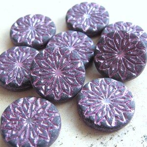 Mandala 2 esclusive perle di vetro di Boemia 18 mm blu scuro trasparente satinato viola finitura metallica originali perline ceche ornamento boho