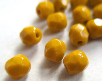 25 Bohemian faceted glass beads, 4 mm, curry ocher, pumpkin terracotta, original Czech beads, faceted glass beads, boho mini beads