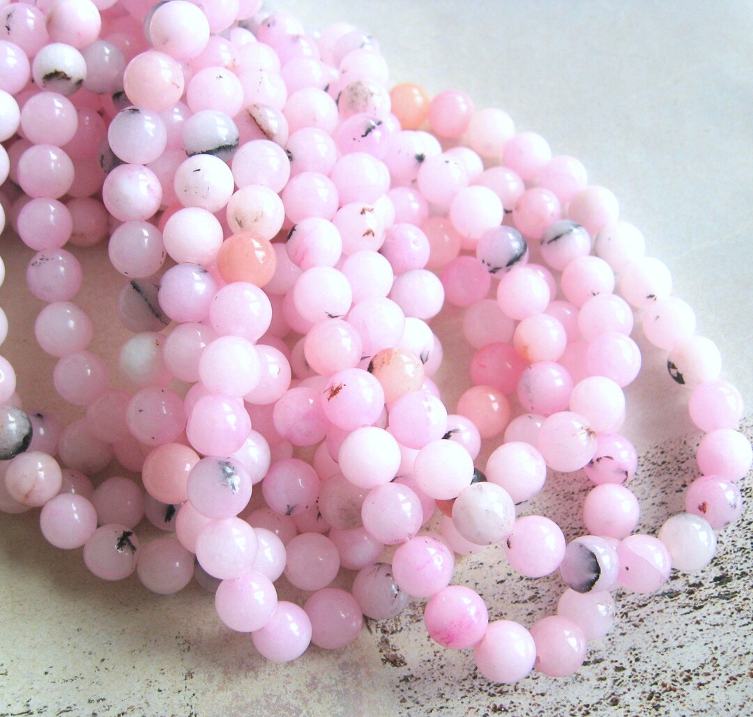 1 Strand of Cherry Blossom Jasper 6 Mm Light Pink Natural Stone Beads Jasper Pastel Pink Light