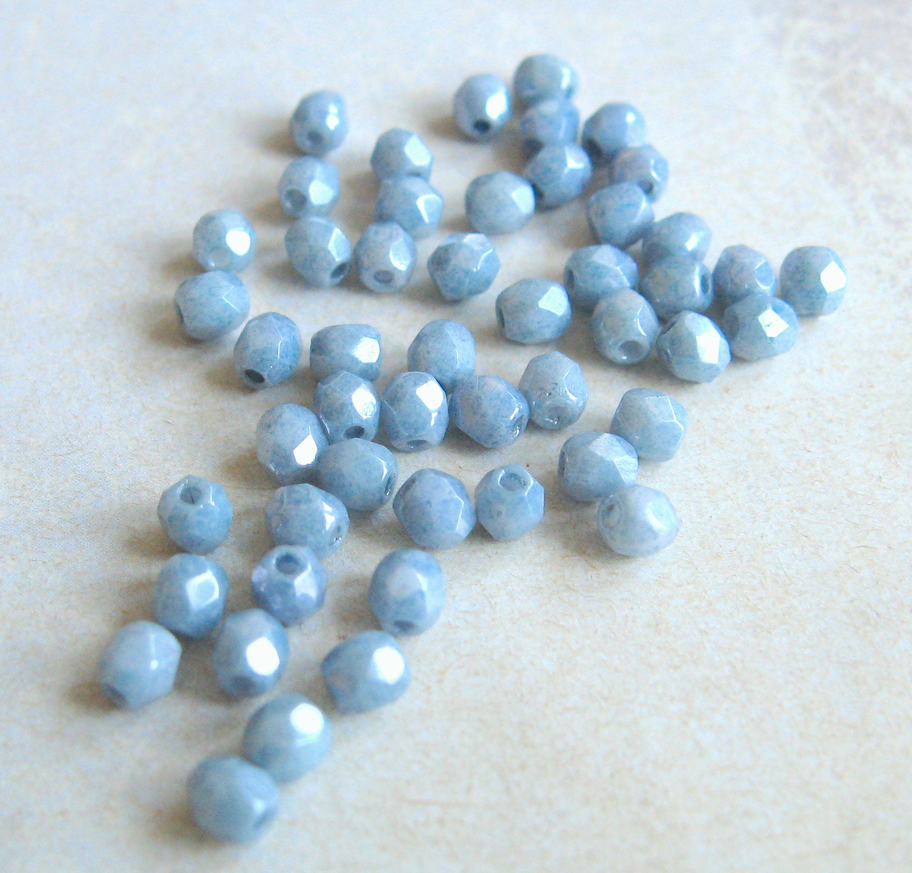 50 Bohemian glass beads denim blue 3 mm glass beads jeans blue original czech beads fire polished faceted mini beads
