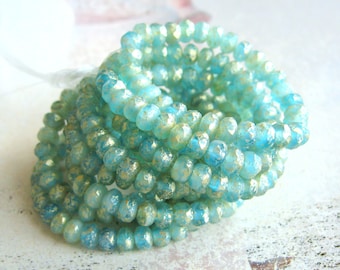 10 Perles Facettes Turquoise Bohème - 10 Mm - Preciosa - Neuf - Pour Création Bijoux