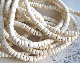 1 strand of coconut discs 6 mm sand natural coconut beads Beach Style Boho Ibiza Hippie Ethno