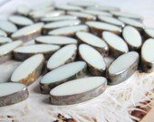 6 Bohemian glass beads spindle 16 x 6 mm light grey opaque silvery Picasso finish original czech Beads Table Cut delicate grey Boat Boho Ibiza