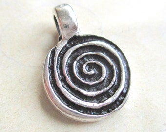 Metallanhänger Spirale altsilberfarben 16 x 22 mm Anhänger silberfarben geschwärzt Schnecke Ethno Ethnoschmuck Boho Festival Bettelschmuck