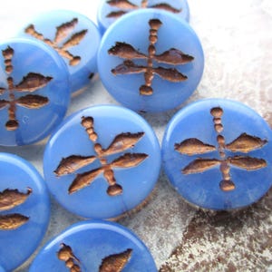 Dragonfly 2 esclusive perle di vetro ceche 18 mm blu zaffiro chiaro finitura bronzo opale libellula perline ceche originali