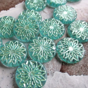 Mandala 2 esclusive perle di vetro di Boemia 18 mm verde acqua trasparente verde menta finitura metallizzata perline ceche originali ornamento boho