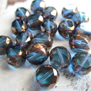 10 perline bohémien da tavolo da 8 mm, a 2 vie, sfaccettate, finitura bronzo acqua scuro, perline tagliate in vetro, perline ceche originali, Boho sfaccettate
