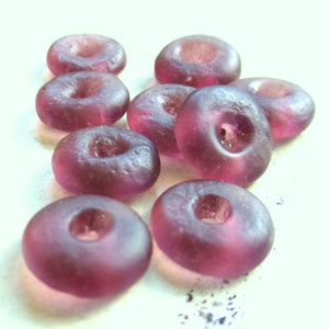 10 vecchi dischi di perle di vetro ca. 11 - 12 mm malva riciclato Perline di vetro Ghano Krobo Dischi di vetro africani gioielli etnici