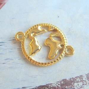 Connecteur connecteur globe carte du monde terre doré 26 x 20 mm connecteur rond bracelet connecteur plaqué or bohème