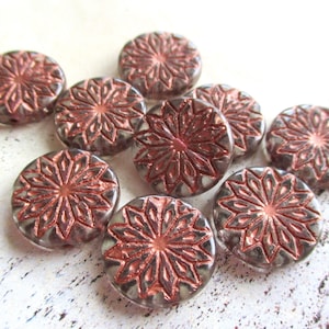 Mandala 2 esclusive perle di vetro di Boemia 18 mm cristallo finitura rame lucido lucido perline ceche originali ornamento etno boho