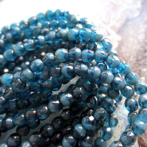 50 Böhmische Glasschliffperlen 3 mm Pacific Blue Luster Finish original czech beads Böhmische Glasperlen Miniperlen