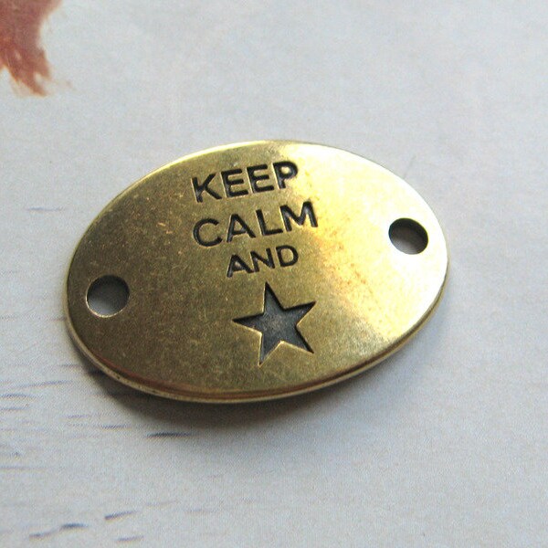 Metal Pendant Connector Keep Calm Star 29 x 20 mm bronze-couleur pièce intermédiaire Connector Metal trim Festival Boho