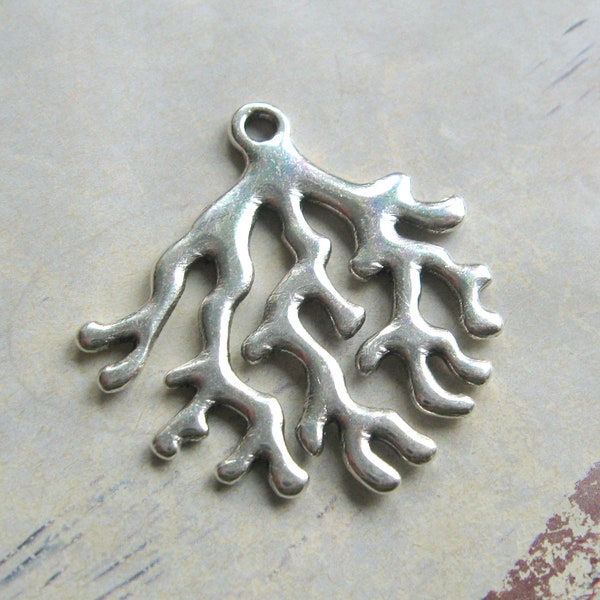 Koraaltak sieraden hanger zilver 30 x 29 mm koraal charme strand stijl extravagante metalen hanger boho charme ketting