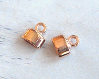 2 tapas de extremo para correa de cuero plana conectores de cierre de gorras planas de oro rosa para tapas de extremo de metal de correa de cuero