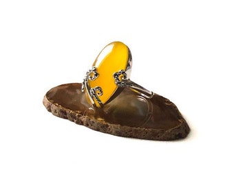 Massive Natural Baltic Amber Ring