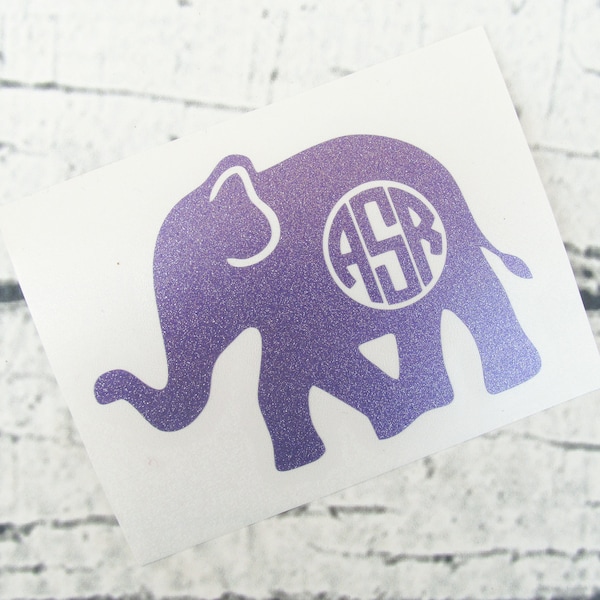 Vinyl Elephant Monogram Decal - Monogram Decal - Elephant Decal - Binder Decal - Folder Decal - Initials - Monogram Sticker - Car Decal