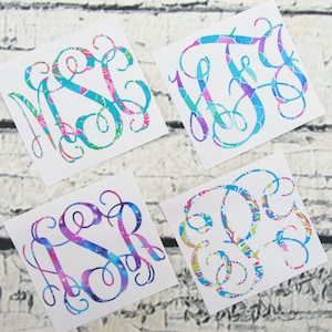 Vinyl Monogram Decal - Pattern Monogram Sticker - Monogram Car Decal - Monogram Tumbler Decal - Monogram Locker Decal - Initials Sticker