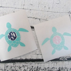 Vinyl Turtle Monogram Decal - Monogram Decal - Turtle Decal - Binder Decal - Folder Decal - Initials - Monogram Sticker - Custom Car Decal