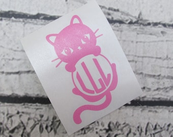 Vinyl Cat Monogram Decal - Kitty Cat Monogram - Cat Ears - Car Monogram Decal - Binder Decal - Folder Decal - School Supply Decal - Initials