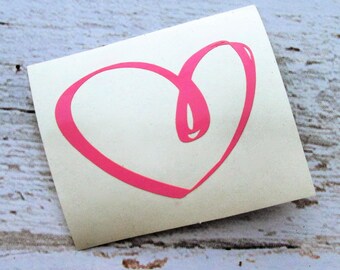 Doodle Heart Decal - Heart Sticker - Heart Car Decal - Hand Drawn Heart Decal - Laptop Decal - Heart Decal - Simple Heart - Love Decal