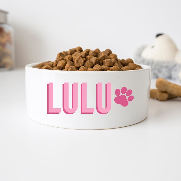 Vinyl Name Decal for Dog Bowl - Pet Bowl Name Sticker - Personalized Decal for Dog Food Bowl - Dog Name Sticker with Paw - Cat Name Decal