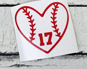 Heart Baseball Decal - Baseball Decal - Vinyl Decal - Baseball Sticker - Sports Baseball Decal - Personalized Sticker - Baseball Car Decal