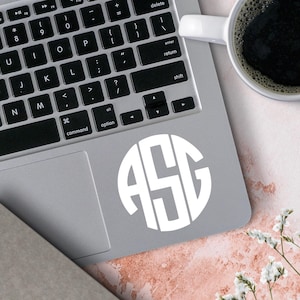 Vinyl Monogram Decal - Circle Monogram Sticker - Monogram Car Decal - Monogram Tumbler Decal - Monogram Locker Decal - Initials Sticker