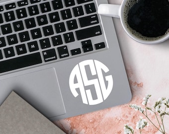 Vinyl Monogram Decal - Circle Monogram Sticker - Monogram Car Decal - Monogram Tumbler Decal - Monogram Locker Decal - Initials Sticker