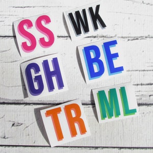 Two Letter Double Layer Initials Decal - Shadow Block Initials - Vinyl Decal - Drop Shadow - Two Color Name Sticker - Layered Name Decal