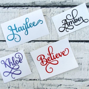 Vinyl Name Decal - Elegant Script - Fancy Name Decal - Name Sticker - Laptop Decal - Wine Glass Decal - Personalized Gifts - Window Decal