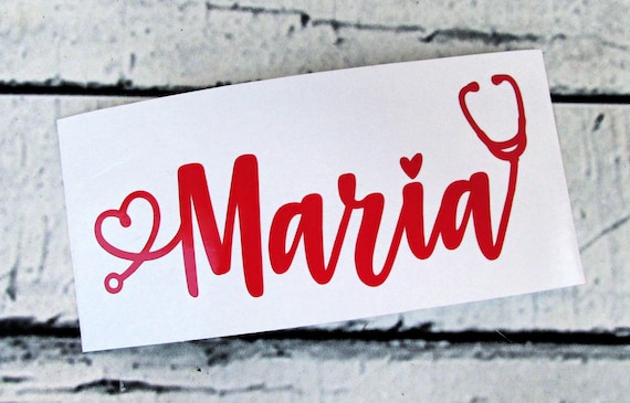 Custom Nurse Name Decal - Custom Nurse Name Sticker - Heart Tail Stethoscope - Nurse Gift - Nurse Decal - Stethoscope Decal - Nurse Sticker
