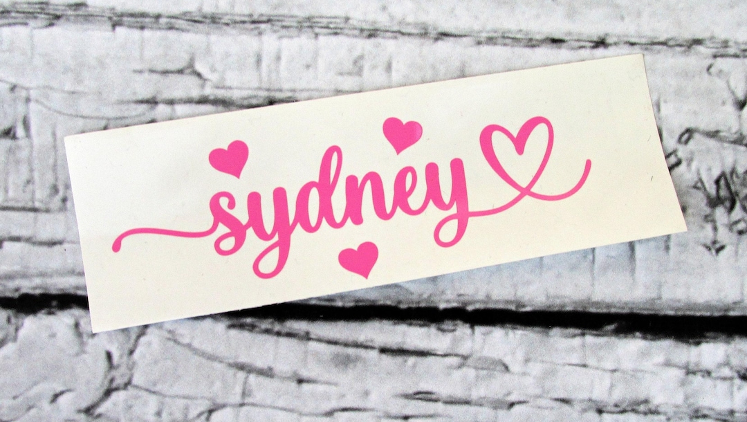 Custom Name Decal With Hearts - Personalized Name Decal - Name Sticker ...