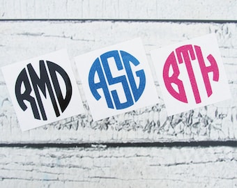 Vinyl Monogram Decal - Circle Monogram Sticker - Monogram Car Decal - Monogram Tumbler Decal - Monogram Locker Decal - Initials Sticker